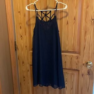 Navy dress, cross back, short, S